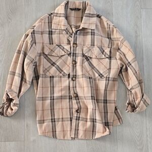 SHEIN Beige Plaid Shirt